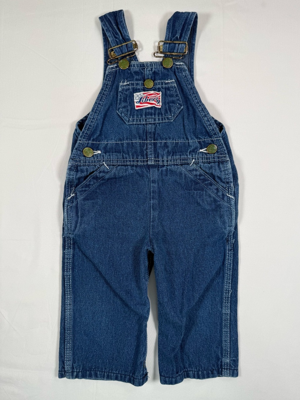 VINTAGE LIBERTY Baby Denim Bib Overalls 18m 90s Western Workwear USA Ranchcore